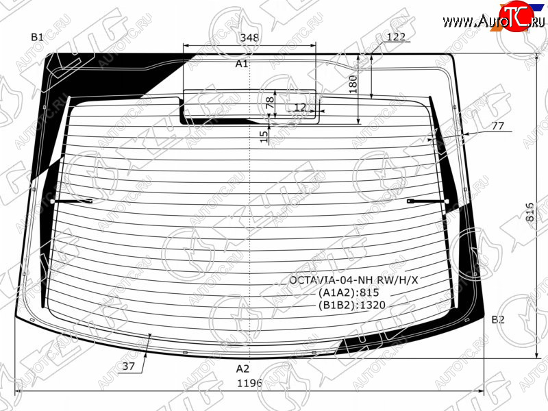 6 599 р. Стекло заднее (Цвет зеленый Обогрев Антенна 5D LBK) Skoda Octavia 04-13 XYG OCTAVIA-04-NH RW/H/X  с доставкой в г. Вологда