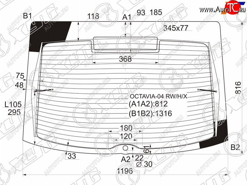 8 799 р. Стекло заднее (Цвет зеленый Обогрев 5D LBK) Skoda Octavia 04-13 XYG OCTAVIA-04 RW/H/X  с доставкой в г. Вологда