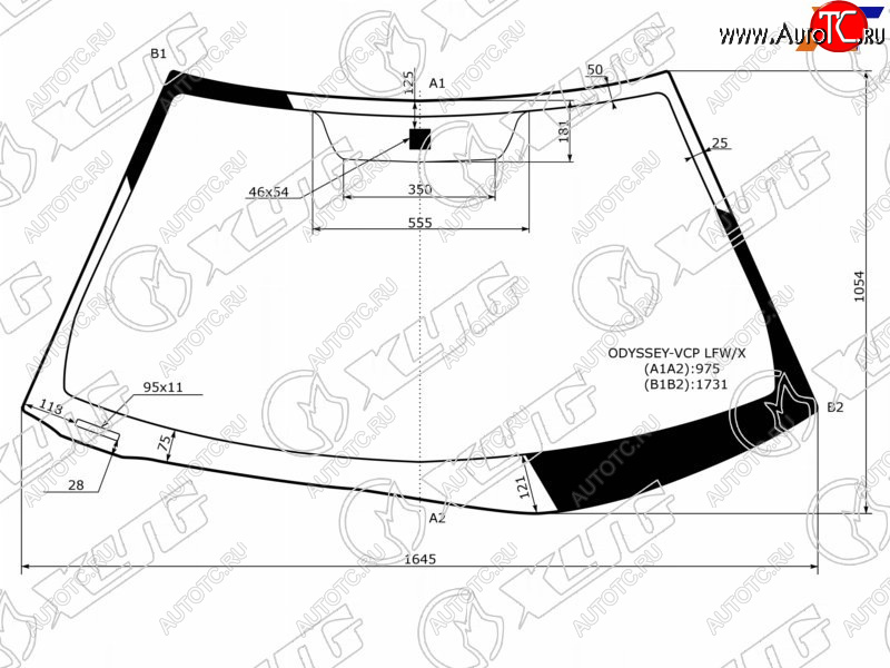 9 999 р. Стекло лобовое (Assembly США) XYG  Honda Odyssey  3 (2004-2008)  с доставкой в г. Вологда