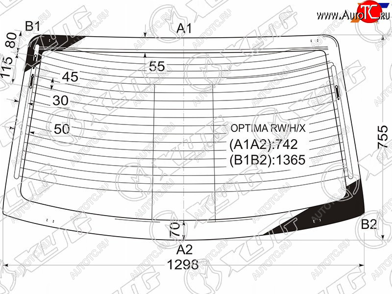 6 599 р. Стекло заднее с обогревом KIA OPTIMA 4D 00-05                                                        XYG OPTIMA RW/H/X  с доставкой в г. Вологда