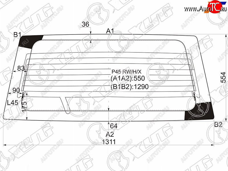 7 299 р. Стекло заднее (Цвет зеленый Обогрев) Mitsubishi Pajero Sport 96-08  Challenger 96-01  Montero Spo XYG P45 RW/H/X  с доставкой в г. Вологда