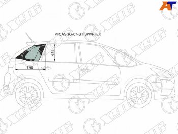 Стекло кузова боковое (не опускное) (Справа Цвет зеленый) Citroen C4 Picasso 07-14 XYG PICASSO-07-ST SW/RH/X