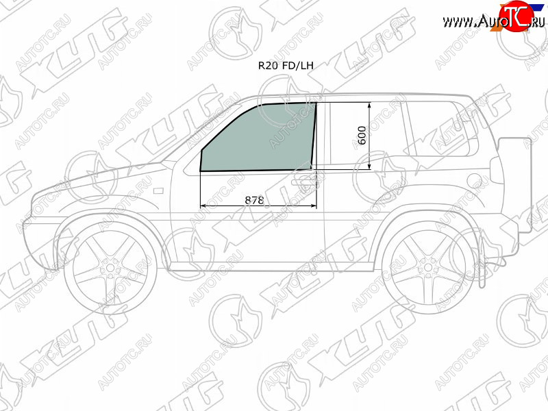 2 699 р. Стекло боковое опускное (Спереди Слева Цвет зеленый) Nissan Terrano 93-95  Ford Maverick 93-00  XYG R20 FD/LH  с доставкой в г. Вологда