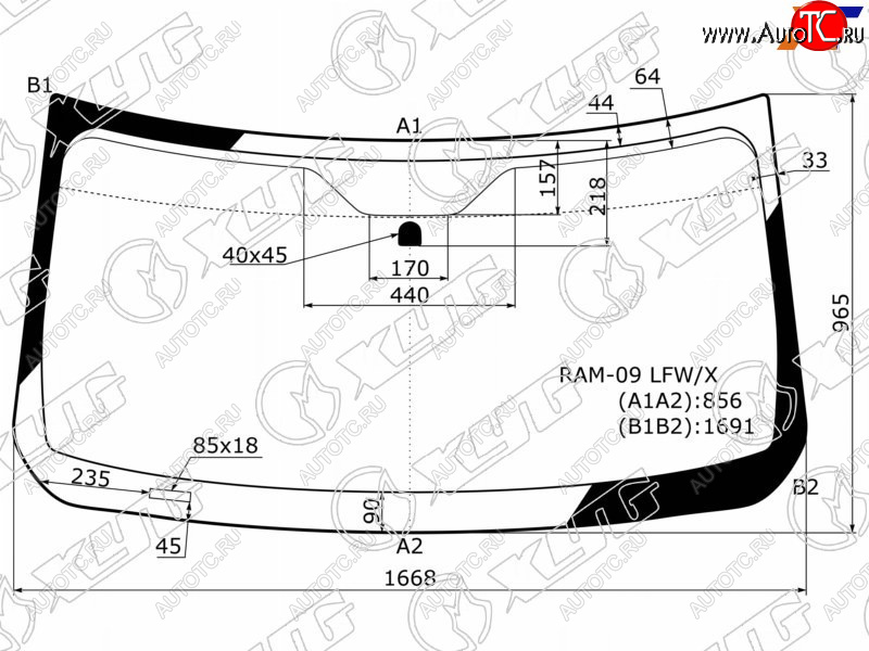 9 299 р. Стекло лобовое Dodge Ram 08-12 XYG RAM-09 LFW/X  с доставкой в г. Вологда