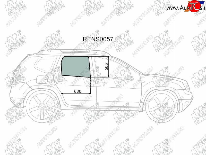 2 199 р. Стекло боковое опускное (Сзади Справа Цвет зеленый) Nissan Terrano 14-  Renault Duster 10-21  Da KMK RENS0057  с доставкой в г. Вологда