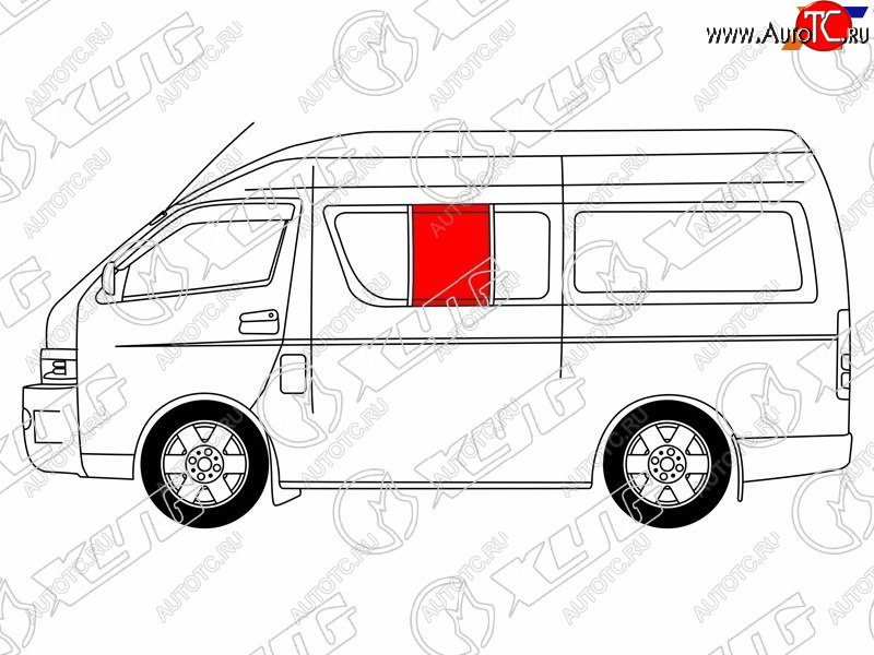 1 859 р. Стекло кузова боковое (не опускное) (Слева Цвет зеленый) Toyota Hiace 04-20  Regius Ace 04-20 XYG RH200-ST-L SF/LH2/X  с доставкой в г. Вологда