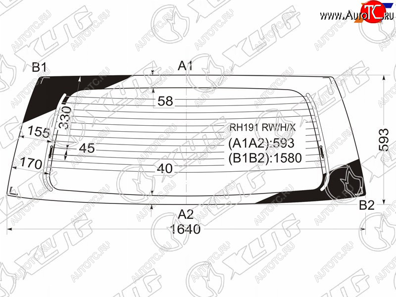 11 199 р. Стекло заднее (Цвет зеленый Обогрев) Toyota Hiace Regius 97-99  Touring Hiace 99-02 XYG RH191 RW/H/X  с доставкой в г. Вологда