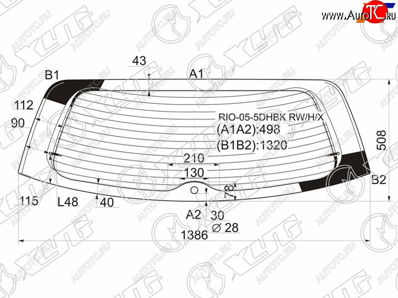 6 999 р. Стекло заднее (Цвет зеленый Обогрев) Kia Rio 05-11  Pride 05-09 XYG RIO-05-5DHBK RW/H/X  с доставкой в г. Вологда