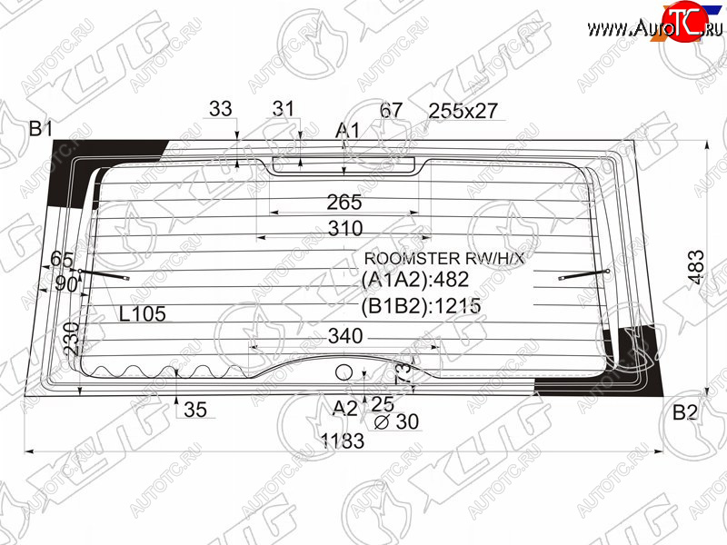8 449 р. Стекло заднее (Цвет зеленый Обогрев) Skoda Fabia 07-10  Praktik 06-15  Roomster 06-15 XYG ROOMSTER RW/H/X  с доставкой в г. Вологда