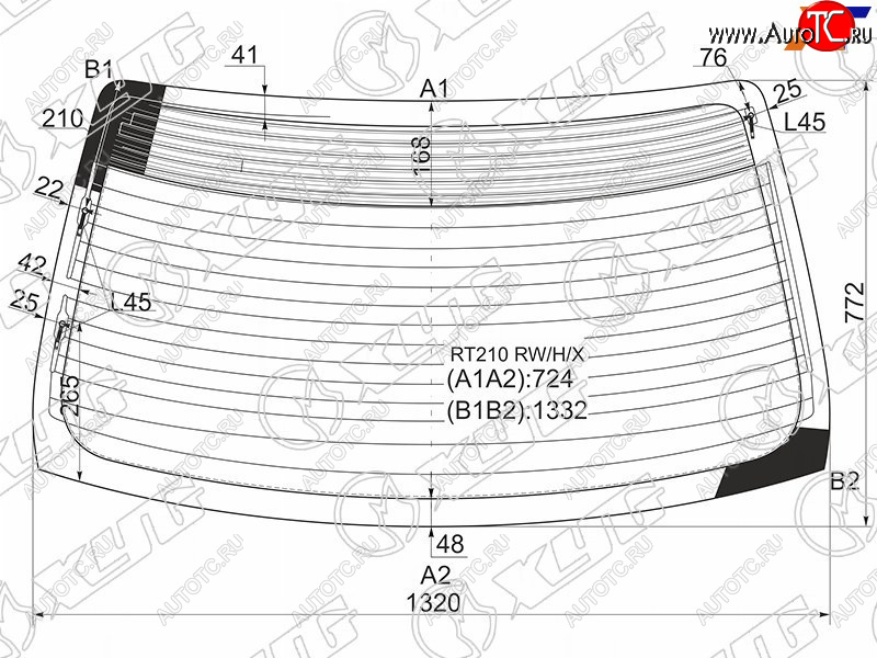 8 599 р. Стекло заднее (Цвет зеленый Обогрев Антенна) Toyota Corona Premio 96-01 XYG RT210 RW/H/X  с доставкой в г. Вологда