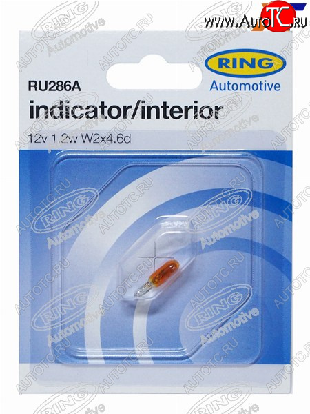 153 р. Лампа дополнительного освещения W1.2W Индикатор (Янтарная) 12V 1.2W Блистер 1 шт. RING RU286A  с доставкой в г. Вологда