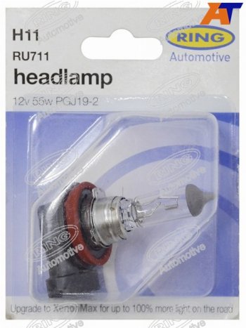 829 р. Лампа головного освещения H11  12V 55W Блистер 1 шт. RING RU711  с доставкой в г. Вологда. Увеличить фотографию 1