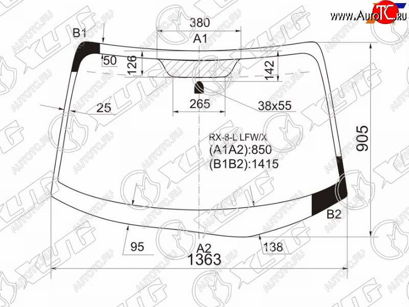 10 849 р. Стекло лобовое Mazda RX-8 03-12 XYG RX-8-L LFW/X  с доставкой в г. Вологда
