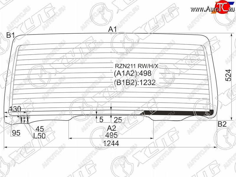 7 999 р. Стекло заднее (Цвет зеленый Обогрев) Toyota 4Runner 02-09  Hilux Surf 02-09 XYG RZN211 RW/H/X  с доставкой в г. Вологда