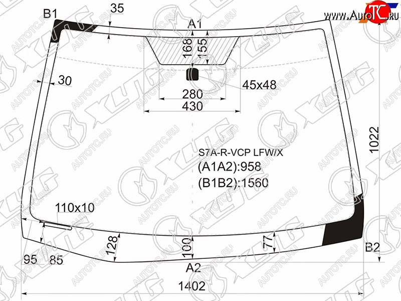 6 749 р. Стекло лобовое HONDA STREAM 00-06 XYG S7A-R-VCP LFW/X  с доставкой в г. Вологда
