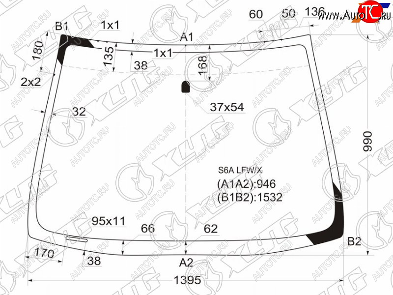 5 849 р. Стекло лобовое Honda Civic 00-06 XYG S6A LFW/X  с доставкой в г. Вологда