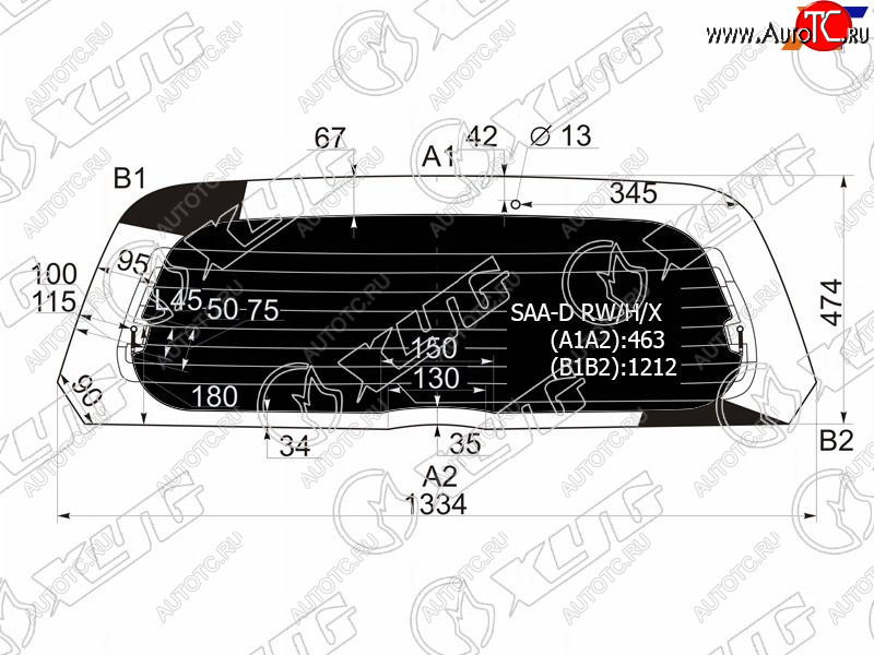6 999 р. Стекло заднее (Затемненное Обогрев) Honda Fit 01-07  Jazz 02-09 XYG SAA-D RW/H/X  с доставкой в г. Вологда