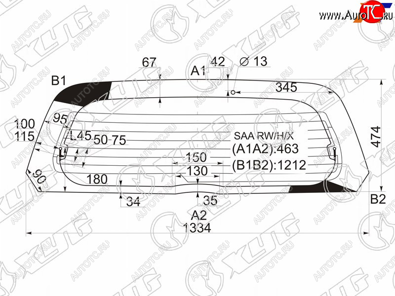 5 999 р. Стекло заднее (Цвет зеленый Обогрев) Honda Fit 01-07  Jazz 02-09 XYG SAA RW/H/X  с доставкой в г. Вологда