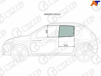 Стекло боковое опускное (Сзади Слева Цвет зеленый) Renault Sandero 09-14  Dacia Sandero 08-12  R XYG SANDERO RD/LH