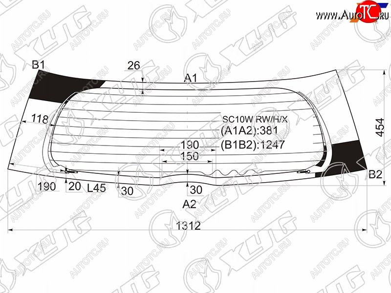7 999 р. Стекло заднее (Цвет зеленый Обогрев) Scion xA 04-06  Toyota Ist 02-07 XYG SC10W RW/H/X  с доставкой в г. Вологда