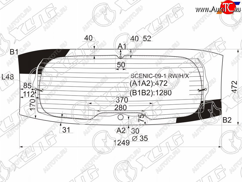 12 699 р. Стекло заднее (Цвет зеленый Обогрев Антенна) Renault Grand Scenic 09-16 XYG SCENIC-09-1 RW/H/X  с доставкой в г. Вологда