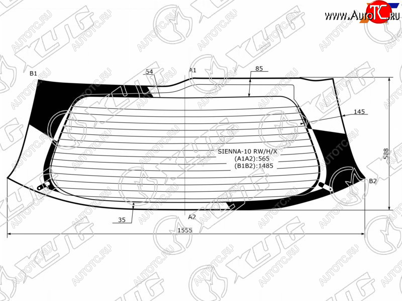 12 899 р. Стекло заднее (Цвет зеленый Обогрев) Toyota Sienna 10-20 XYG SIENNA-10 RW/H/X  с доставкой в г. Вологда