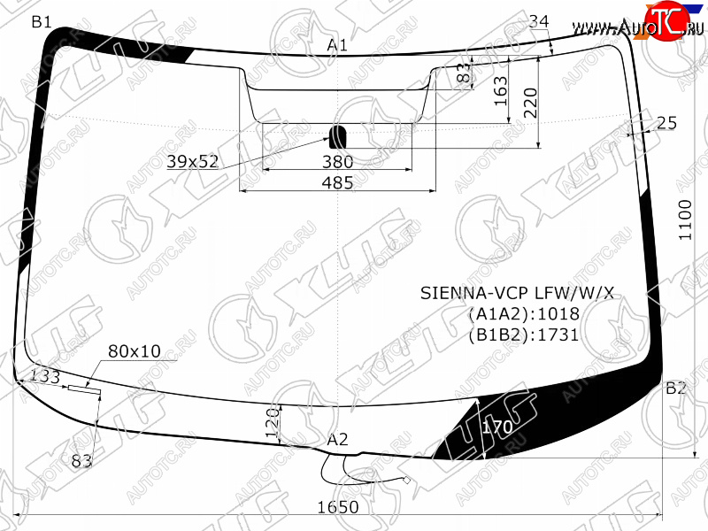 9 999 р. Стекло лобовое (Обогрев щеток) Toyota Sienna 03-09 XYG SIENNA-VCP LFW/W/X  с доставкой в г. Вологда