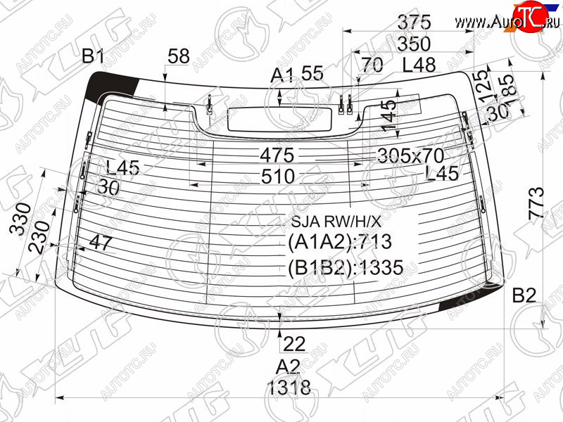 9 549 р. Стекло заднее (Цвет зеленый Обогрев Антенна) Acura RL 04-10  Honda Legend 04-12                   XYG SJA RW/H/X  с доставкой в г. Вологда