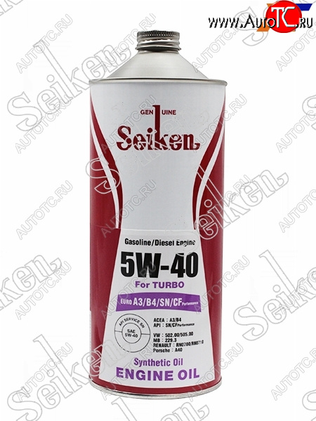 969 р. Масло моторное SEIKEN SYNTHETIC A3B4SNCF 5W-40 1л SEIKEN SKA3B4SN5W40C1  с доставкой в г. Вологда
