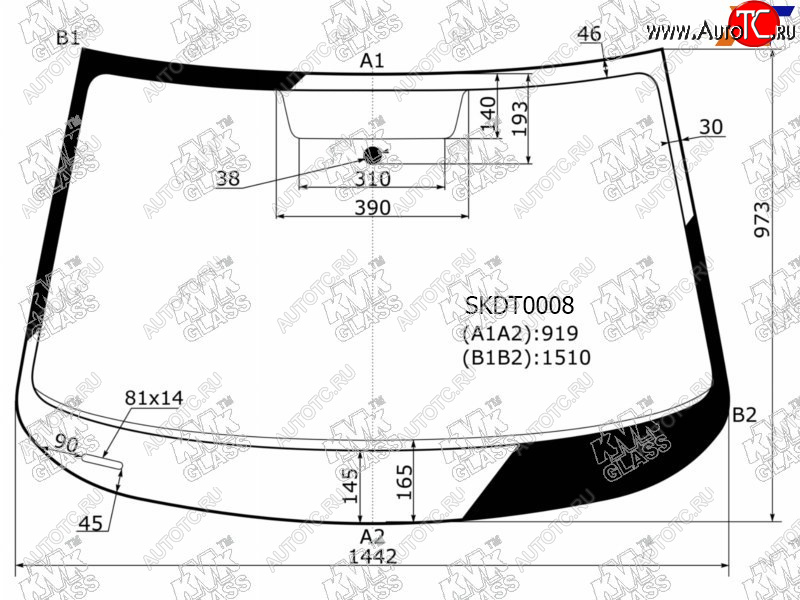 5 299 р. Стекло лобовое Skoda Octavia 12-20 KMK SKDT0008  с доставкой в г. Вологда