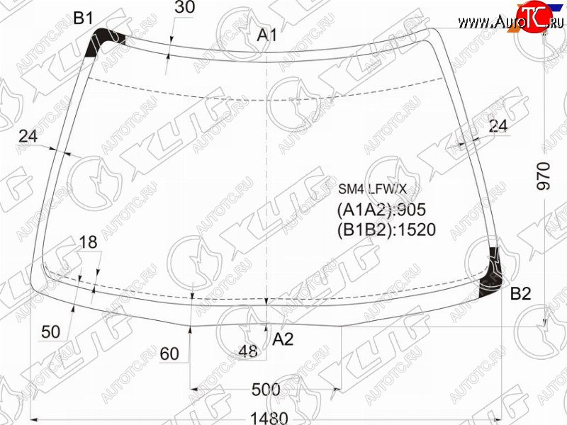 8 299 р. Стекло лобовое Honda Accord 89-94  Accord Inspire 89-95  Ascot 89-93 XYG SM4 LFW/X  с доставкой в г. Вологда