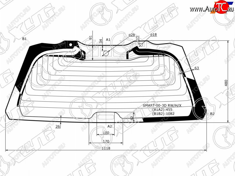 13 199 р. Стекло заднее (Цвет зеленый Обогрев) Smart Fortwo 98-07 XYG SMART-00-3D RW/H/X  с доставкой в г. Вологда