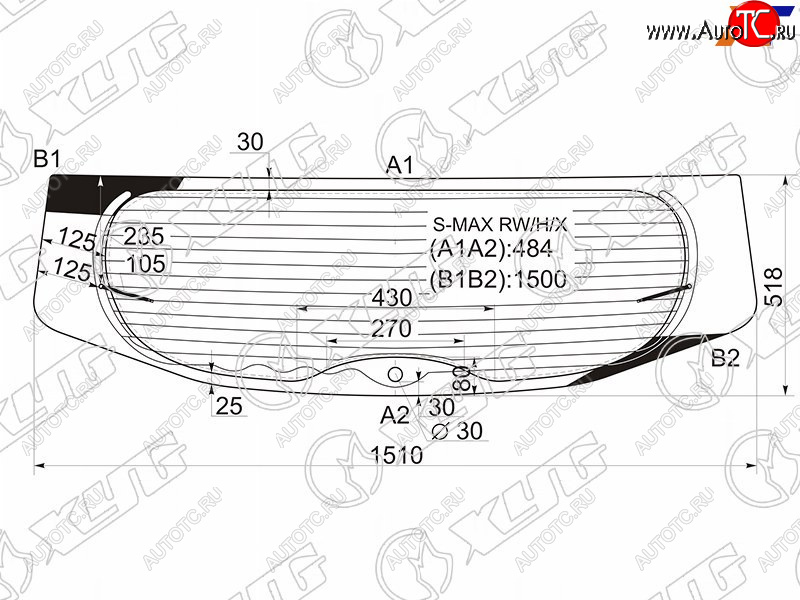10 549 р. Стекло заднее (Цвет зеленый Обогрев) Ford S-MAX 06-15 XYG S-MAX RW/H/X  с доставкой в г. Вологда