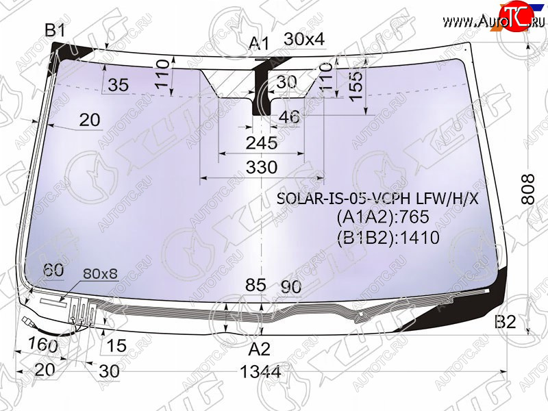 21 549 р. Стекло лобовое (Атермальное Обогрев щеток) Lexus IS 05-16 XYG SOLAR-IS-05-VCPH LFW/H/X  с доставкой в г. Вологда