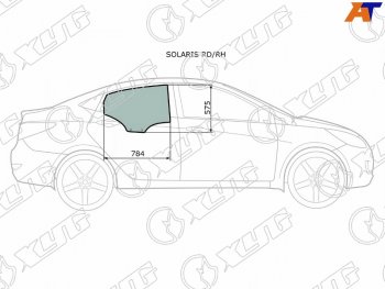 2 399 р. Стекло боковое опускное (Сзади Справа Цвет зеленый) Hyundai Solaris 10-17  Accent 11-17 XYG SOLARIS RD/RH  с доставкой в г. Вологда. Увеличить фотографию 2