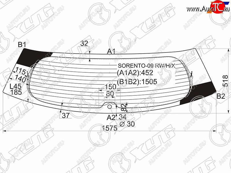 10 549 р. Стекло заднее (Цвет зеленый Обогрев) Kia Sorento 09-13 XYG SORENTO-09 RW/H/X  с доставкой в г. Вологда
