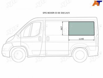 3 199 р. Стекло кузова боковое (не опускное) (Слева Цвет зеленый) Peugeot Boxer 06-  Citroen Jumper 06-  F SAT SPG-BOXER-II-06 SW/LH/X  с доставкой в г. Вологда. Увеличить фотографию 2