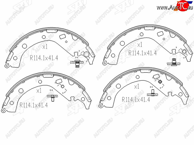1 699 р. Колодки тормозные барабанные задние LH-RH SAT Toyota RAV4 CA20 3 дв. дорестайлинг (2000-2003)  с доставкой в г. Вологда