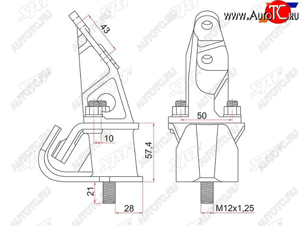2 199 р. Подушка двигателя RH TOYOTA LITETOWN KR42 98- 7K SAT ST-12301-13160  с доставкой в г. Вологда