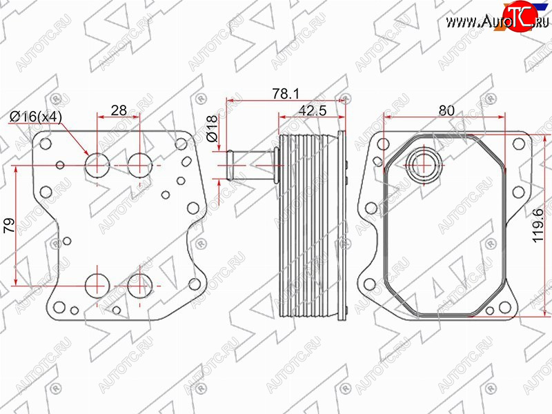 1 489 р. Радиатор масляный FORD TRANSIT 06-TRANSIT 13-                                                       SAT ST-1372757  с доставкой в г. Вологда