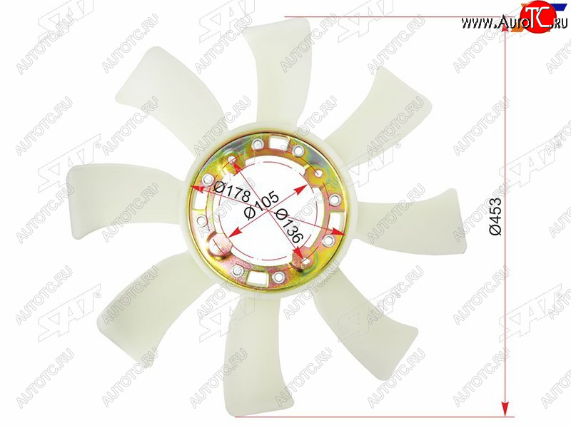 2 249 р. Крыльчатка вентилятора TOYOTA 1HZ,1HD#T SAT ST-16361-17010  с доставкой в г. Вологда
