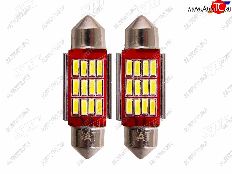 223 р. Лампа дополнительного освещения 12V C5W 9x36мм Canbus LED (Комплект 2 шт.) SAT ST-175-0076  с доставкой в г. Вологда