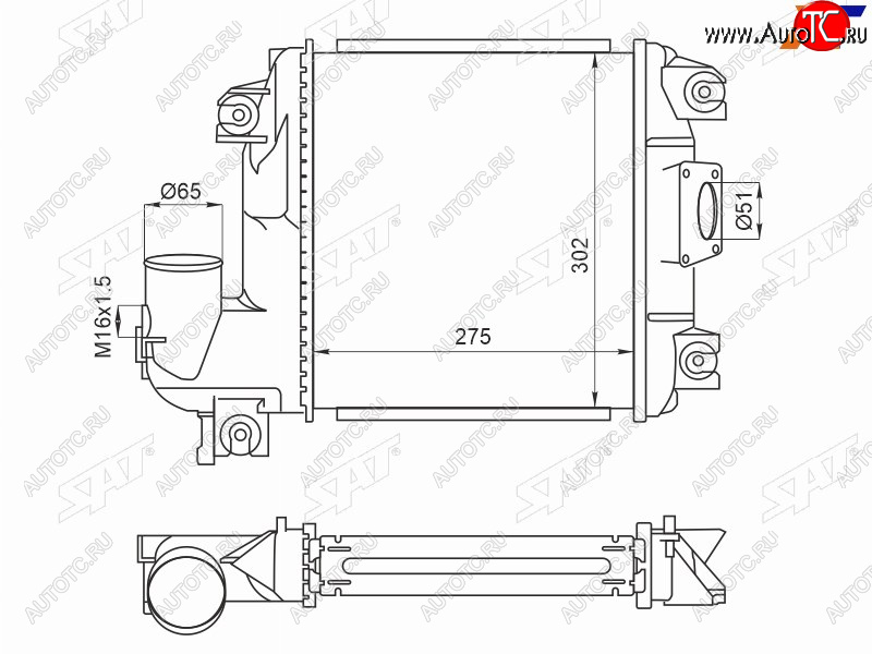9 399 р. Интеркулер TOYOTA FORTUNER 10-HILUX 05- SAT ST-17940-0L060  с доставкой в г. Вологда