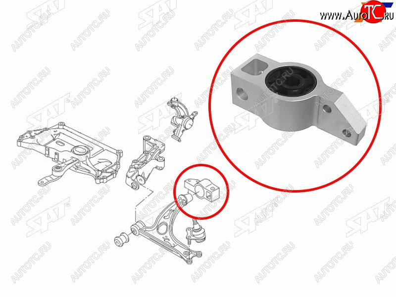 1 149 р. Сайлентблок Audi A3 03-13  Skoda Octavia 04-13  Volkswagen Golf 03-19  Jetta 05-10  Audi S3 08-1 SAT ST-1K0199232J  с доставкой в г. Вологда