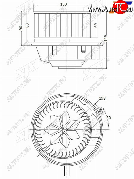 6 499 р. Мотор отопителя салона Audi A3 03-13  Q3 11-19  Skoda Octavia 04-13  Volkswagen Golf 03-19  Jett SAT ST-1K1820015L  с доставкой в г. Вологда