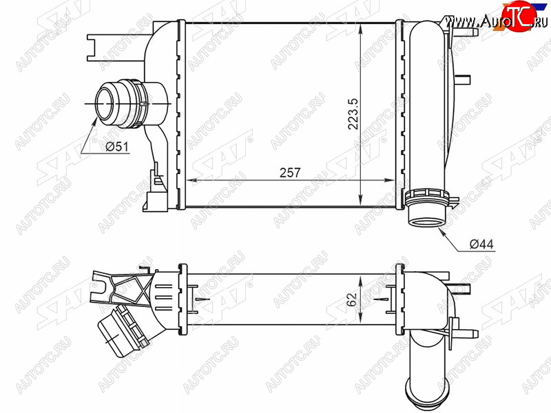 6 299 р. Интеркулер RENAULT DUSTER 1,5DARKANA 1,3 19- SAT ST-211-0015  с доставкой в г. Вологда