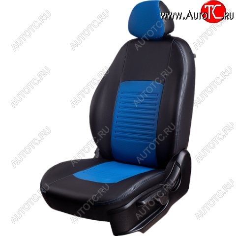 6 799 р. Комплект чехлов для сидений, (РЗСиС 60/40 Илана+Орегон) ТУРИН Lord Autofashion Chevrolet Niva 2123 дорестайлинг (2002-2008) (черный, вставка синяя, строчка синяя)  с доставкой в г. Вологда