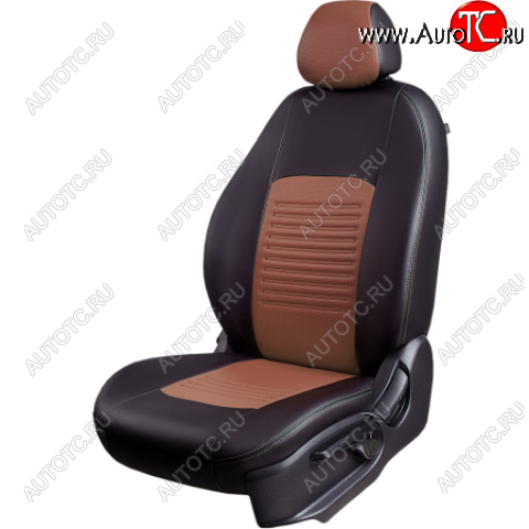 6 799 р. Комплект чехлов для сидений, (РЗСиС 60/40 Илана+Орегон) ТУРИН Lord Autofashion Chevrolet Niva 2123 дорестайлинг (2002-2008) (черный, втсавка темно-коричневая/беж, строчка темно-коричневая)  с доставкой в г. Вологда
