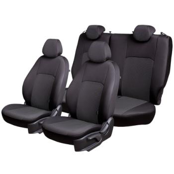 3 799 р. Комплект чехлов для сидений (1+2 мес. Жаккард) ДУБЛИН Lord Autofashion Fiat Ducato 290 (2014-2025) (черный, вставка Ёж белый)  с доставкой в г. Вологда. Увеличить фотографию 6