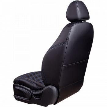 13 949 р. Комплект чехлов для сидений (РЗС 40/60 3Г Орегон) БАЙРОН СТ Lord Autofashion KIA Optima 3 TF дорестайлинг седан (2010-2013) (черный, вставка черная, строчка синяя)  с доставкой в г. Вологда. Увеличить фотографию 4